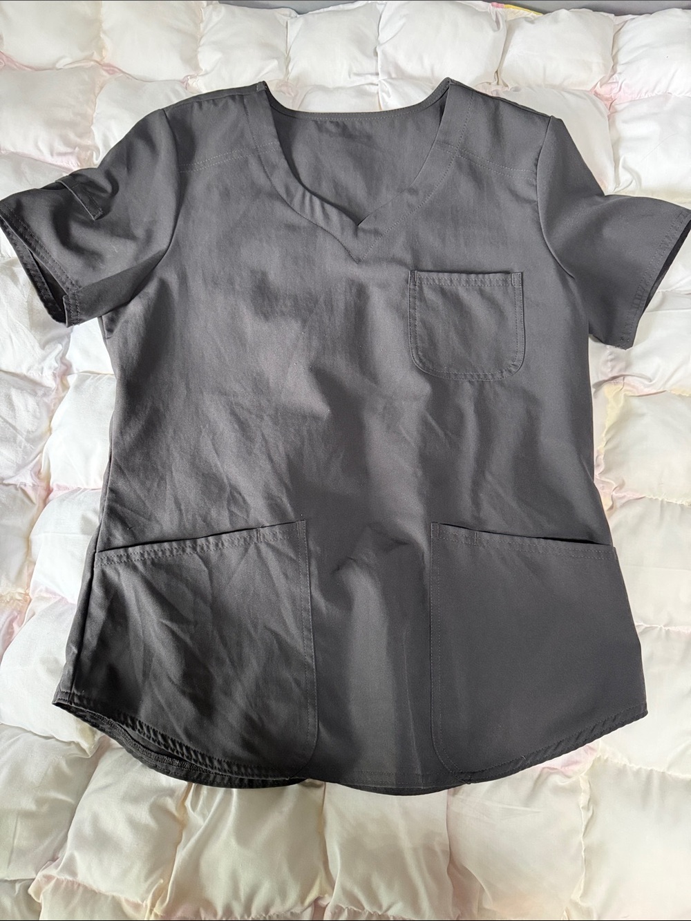 Scrubstar Charcoal V-Neck Short Sleeve Scrub Top